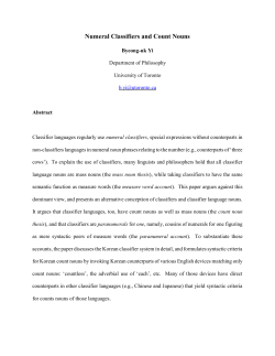 Numeral Classifiers and Count Nouns