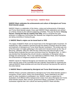 Five Fast Facts &ndash; NAIDOC Week NAIDOC Week celebrates the