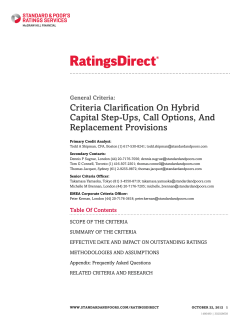 Criteria Clarification On Hybrid Capital Step