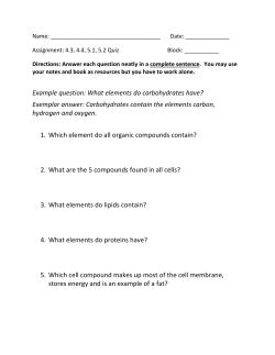 Example question: What elements do carbohydrates have