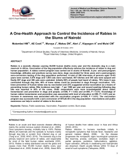 A One-Health Approach to Control the Incidence of Rabies in the