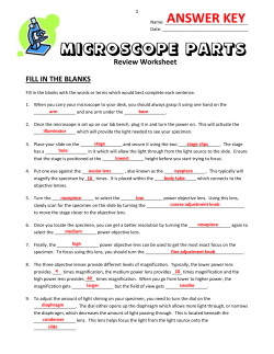 Review Worksheet FILL IN THE BLANKS