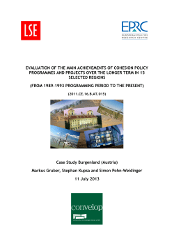EVALUATION OF THE MAIN ACHIEVEMENTS OF COHESION