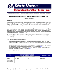Number of Instructional Days/Hours in the School Year