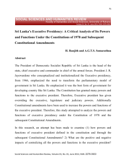 Sri Lanka`s Executive Presidency - Faculty of Humanities and Social
