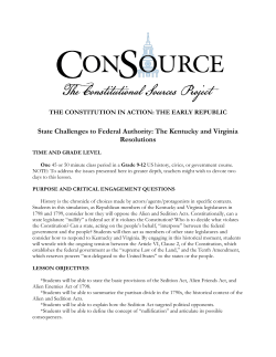 State Challenges to Federal Authority: The Kentucky and Virginia