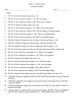 Math9-ProblemSolving Consecutive Integers Name Date *