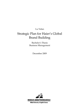 Strategic Plan for Haier`s Global Brand Building