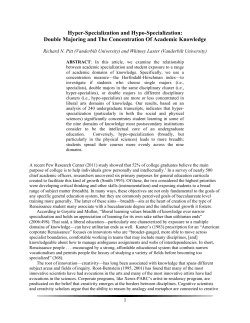 Hyper-Specialization and Hypo-Specialization: Double Majoring