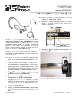 SVO Master Cylinder Adapter Kit (MMBAK-2)