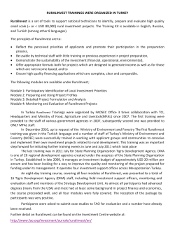 RURALINVEST TRAININGS WERE ORGANIZED IN TURKEY