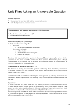 Unit Five: Asking an Answerable Question