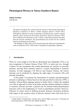 Phonological Phrases in Xhosa (Southern Bantu)1