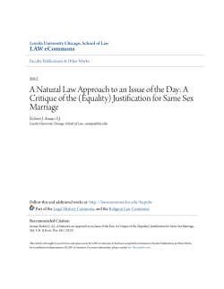 A Natural Law Approach to an Issue of the Day: A Critique of the