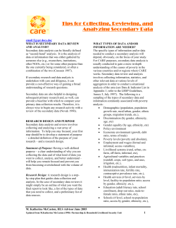 Tips for Collecting, Reviewing and Analyzing Secondary Data