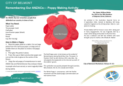 CITY OF BELMONT Remembering Our ANZACs&mdash; Poppy Making