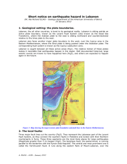 Short notice on earthquake hazard in Lebanon