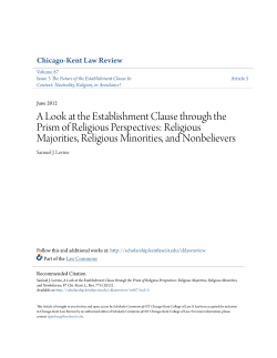 A Look at the Establishment Clause through the Prism of Religious