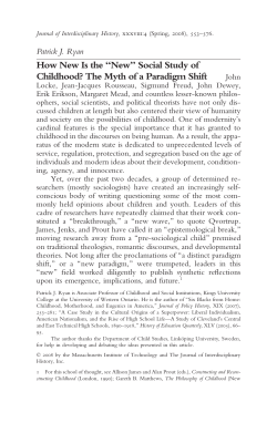 How New Is the &ldquo;New&rdquo; Social Study of Childhood