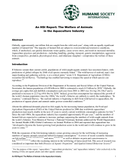 An HSI Report: The Welfare of Animals in the Aquaculture Industry