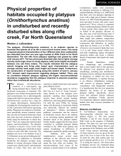 Physical properties of habitats occupied by platypus
