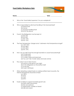 Food Safety Workplace Quiz