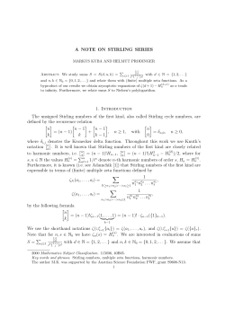 A NOTE ON STIRLING SERIES 1. Introduction The unsigned Stirling