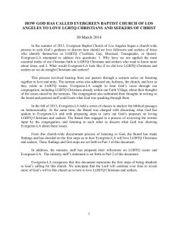 HOW GOD HAS CALLED EVERGREEN BAPTIST CHURCH