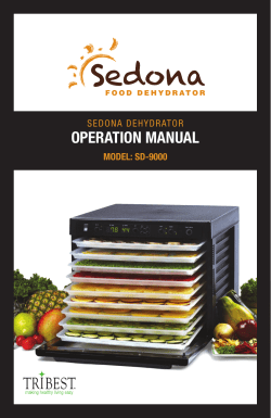 SEDONA DEHYDRATOR OPERATION MANUAL