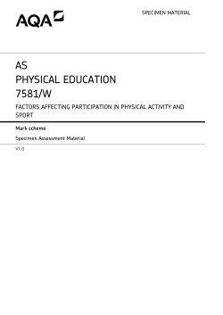 AS Physical Education Specimen mark scheme AS Physical