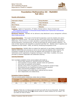 Foundation Mathematics III - Math003 Fall 2011