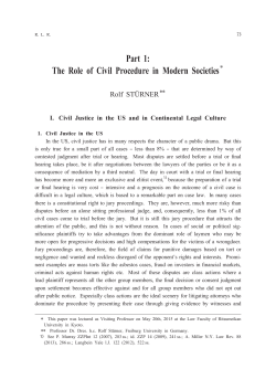 Part 1: The Role of Civil Procedure in Modern Societies