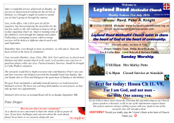 Text for today: Hosea Ch 11. V9 - Leyland Road Methodist Church