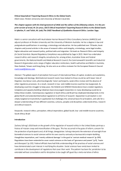 1" Ethical(Imperialism?(Exporting(Research(Ethics(to(the(Global
