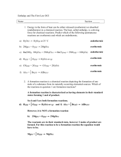 Enthalpy and The First Law DCI Name