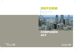 Reform of the Companies Act - Ministère des Finances du Québec