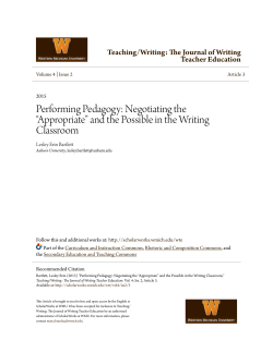 Performing Pedagogy: Negotiating the &ldquo;Appropriate&rdquo;