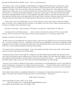 King says the following about defining horror, terror and the gross-out