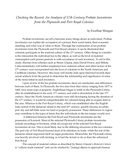Checking the Record: An Analysis of 18th Century Probate