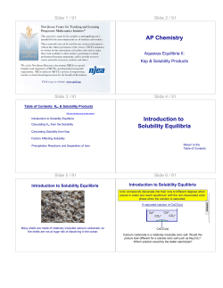 AP Chemistry Introduction to Solubility Equilibria