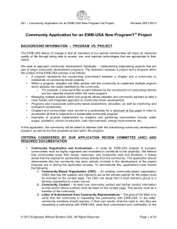 501 &ndash; Community Application for an EWB