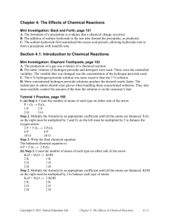 Chapter 4: The Effects of Chemical Reactions Section 4.1