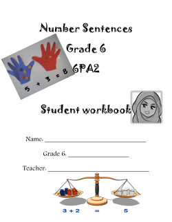Number Sentences Grade 6 6PA2 Student workbook