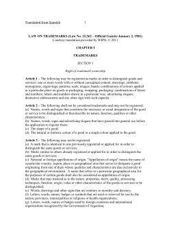LAW ON TRADEMARKS - Law No. 22362
