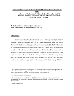 A Report on The President`s Military Order of November 13, 2001