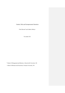 Gender, Risk and Entrepreneurial Intention