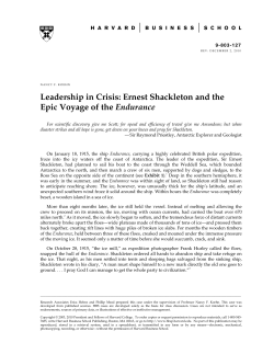 Leadership in Crisis: Ernest Shackleton and the Epic Voyage of the