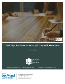 Ten Tips for New Municipal Council Members