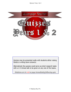 Quizzes for Years 1 and 2