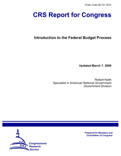 Introduction to the Federal Budget Process